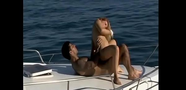  Outdoor boat deck big dick sex for this long haired blonde bikini anal slut